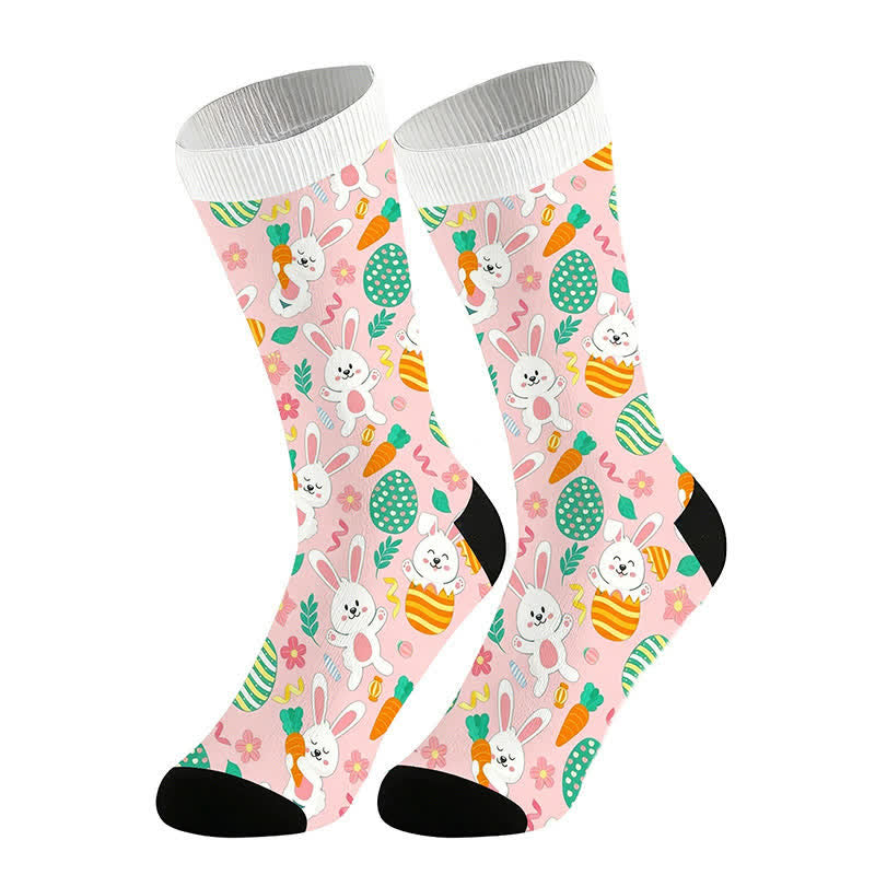 Plusock Easter Bunny Print Quarter Socks(2 Pairs) - Pink - EU36-44(US3-11) - image 4