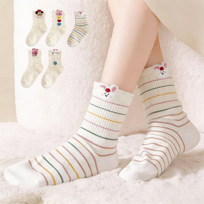 Plusock Cozy Bunny Quarter Socks(5 Pairs) - Multicolor - EU35-40(US2-7) - image 0