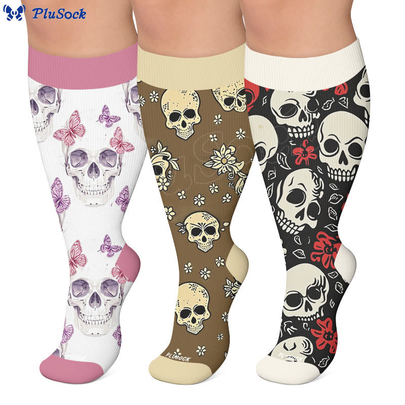 Plusock Plus Size Chic Skul Compression Socks - image 0
