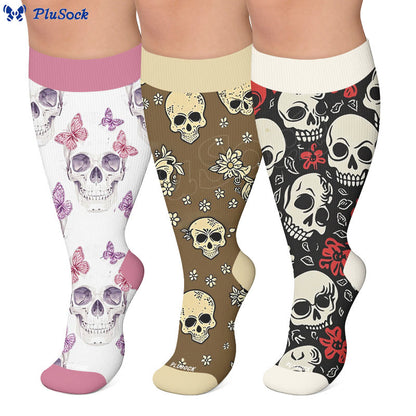 Plusock Plus Size Chic Skul Compression Socks - image 0