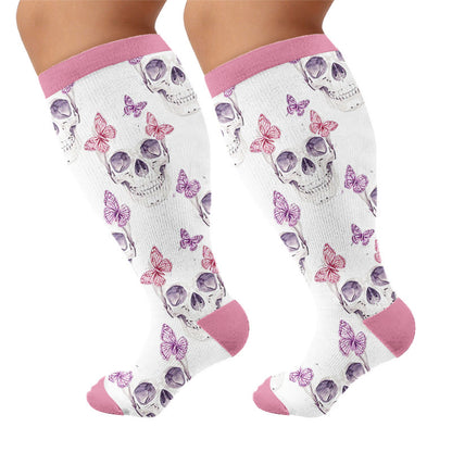 Plusock Plus Size Chic Skul Compression Socks - White - 4XL - image 5