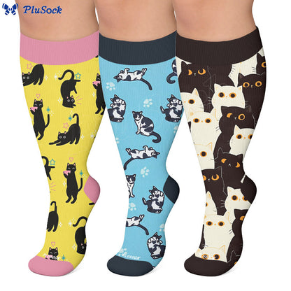 Plusock Plus Size Quirky Cute Cat Compression Socks - image 0