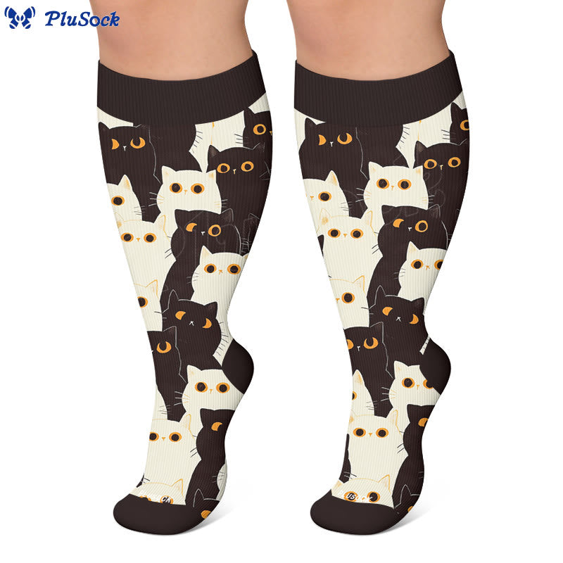 Plusock Plus Size Quirky Cute Cat Compression Socks - image 3