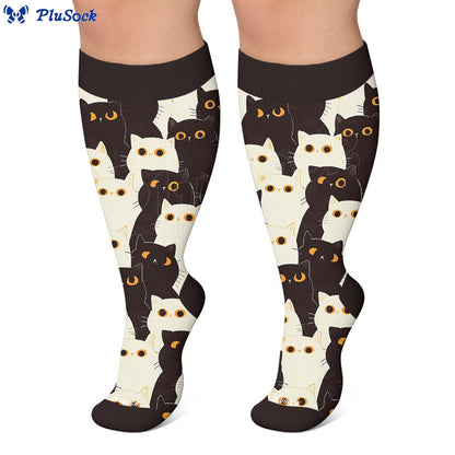 Plusock Plus Size Quirky Cute Cat Compression Socks - image 3