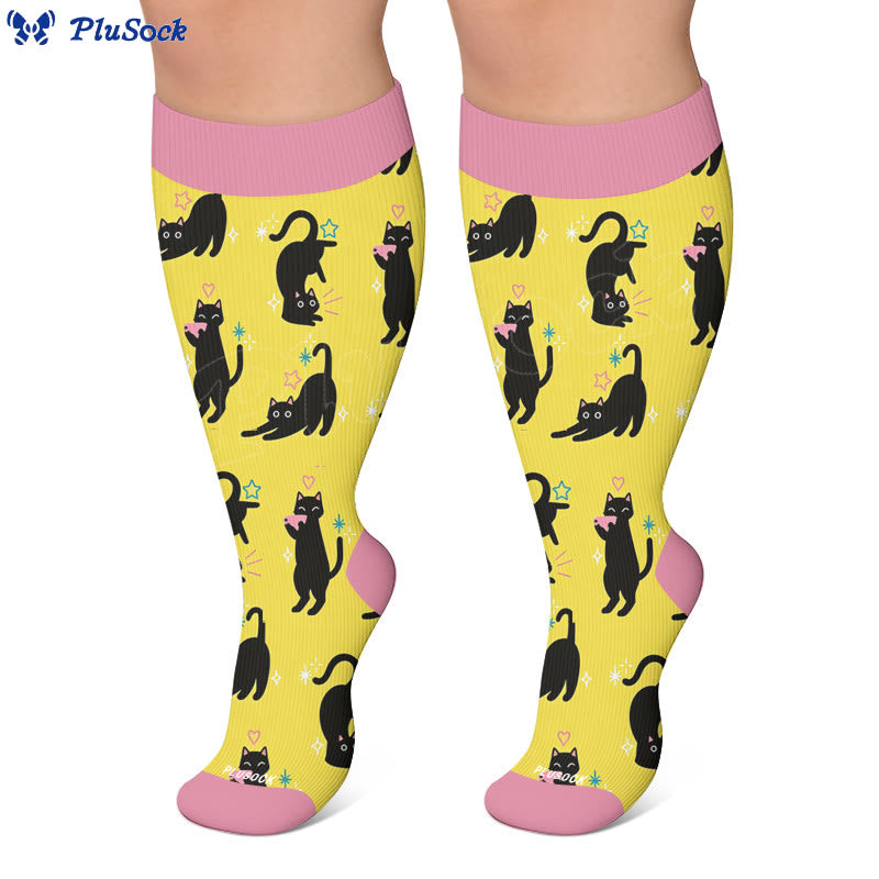 Plusock Plus Size Quirky Cute Cat Compression Socks - image 4