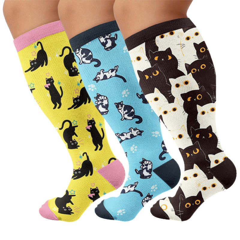 Plusock Plus Size Quirky Cute Cat Compression Socks - image 1