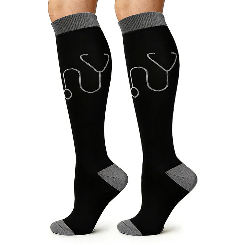 Plusock Medical Pattern Print Compression Socks(5 Pairs) - image 5