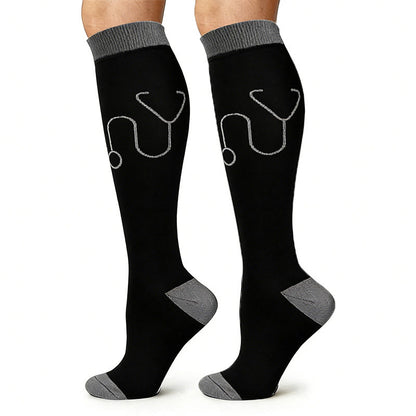 Plusock Medical Pattern Print Compression Socks(5 Pairs) - image 5