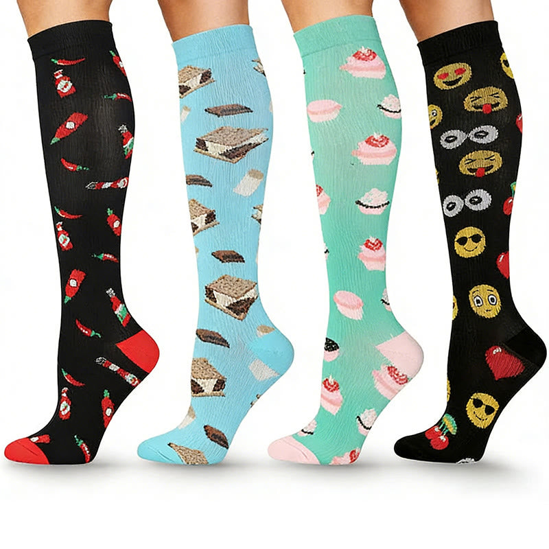 Plusock Fun Print Compression Socks(4 Pairs) - image 1