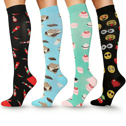 Plusock Fun Print Compression Socks(4 Pairs) - image 1