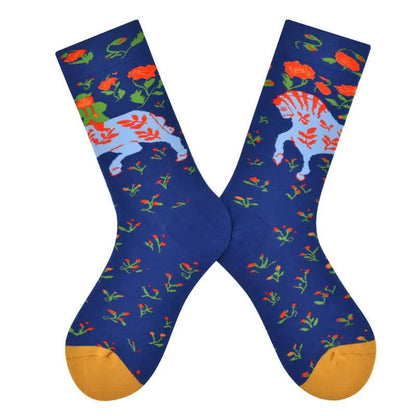 Plusock Blue Horse Cotton Quarter Socks - image 1