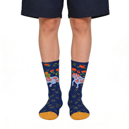 Plusock Blue Horse Cotton Quarter Socks - Blue - EU36-43(US3-10) - image 0