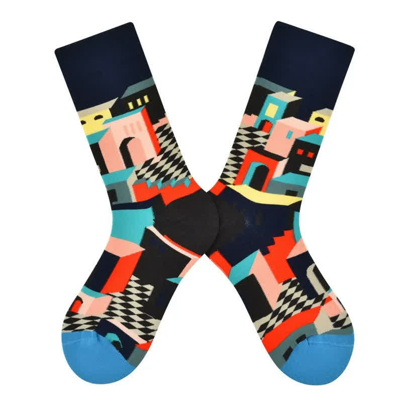 Plusock Vibrant Geometric Cotton Quarter Socks - image 1