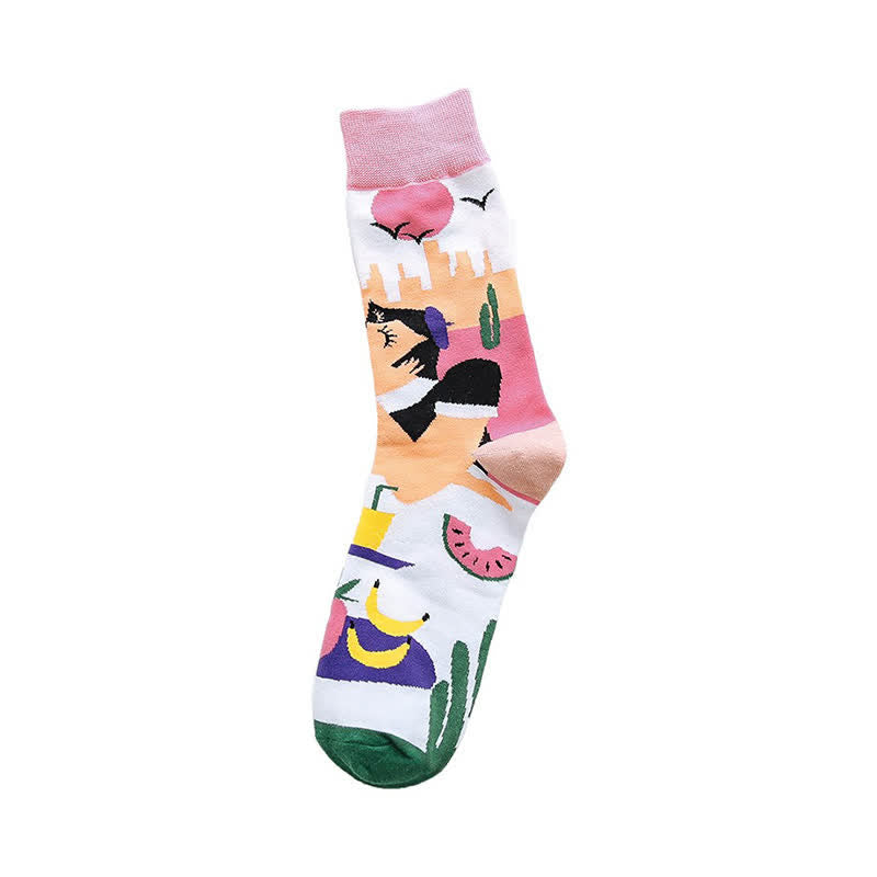 Plusock Cartoon Print Quarter Socks(4 Pairs) - image 4