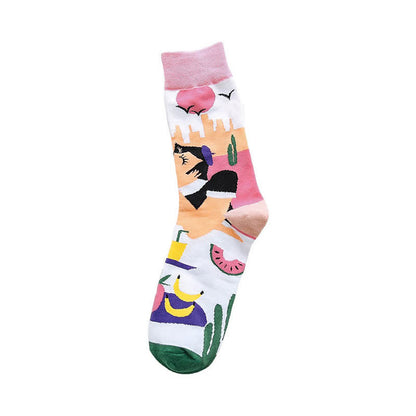 Plusock Cartoon Print Quarter Socks(4 Pairs) - image 4