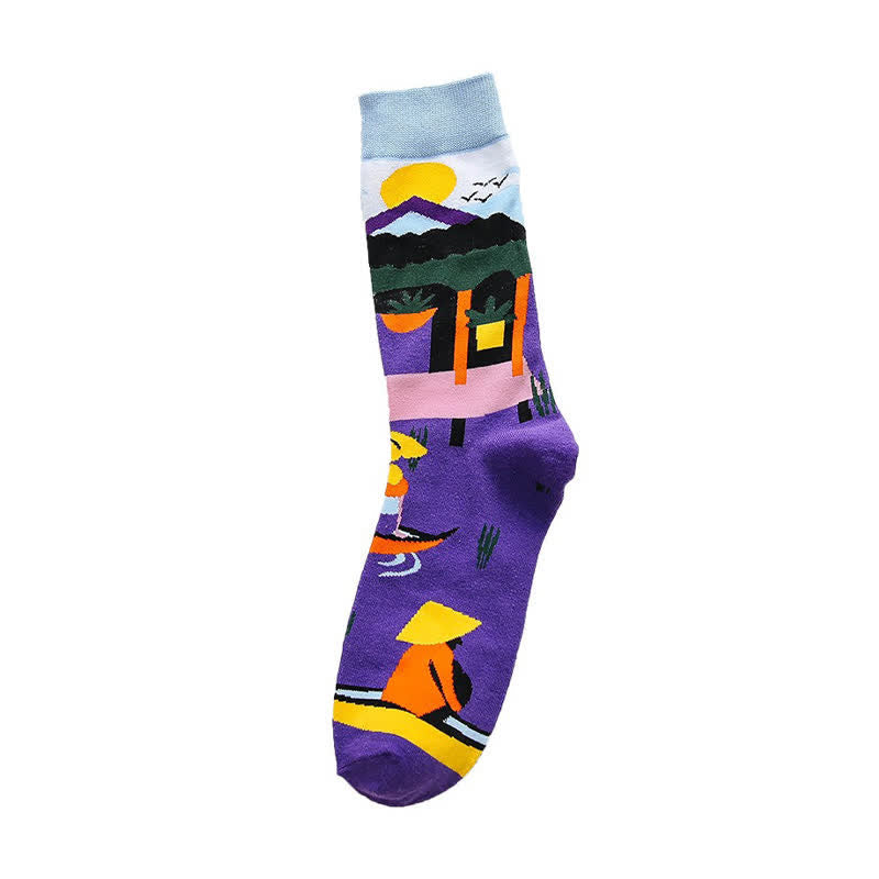 Plusock Cartoon Print Quarter Socks(4 Pairs) - image 6