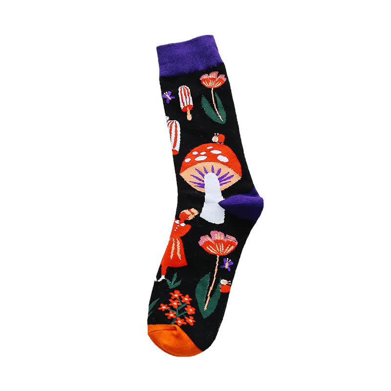 Plusock Cartoon Print Quarter Socks(4 Pairs) - image 3