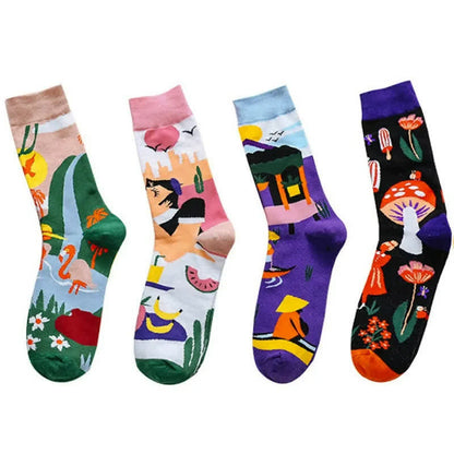 Plusock Cartoon Print Quarter Socks(4 Pairs) - image 2