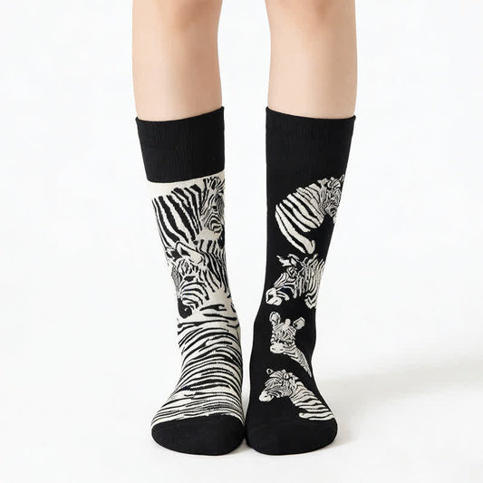 Plusock Funny Zebra Quarter Socks - Black - EU36-43(US3-9) - image 0