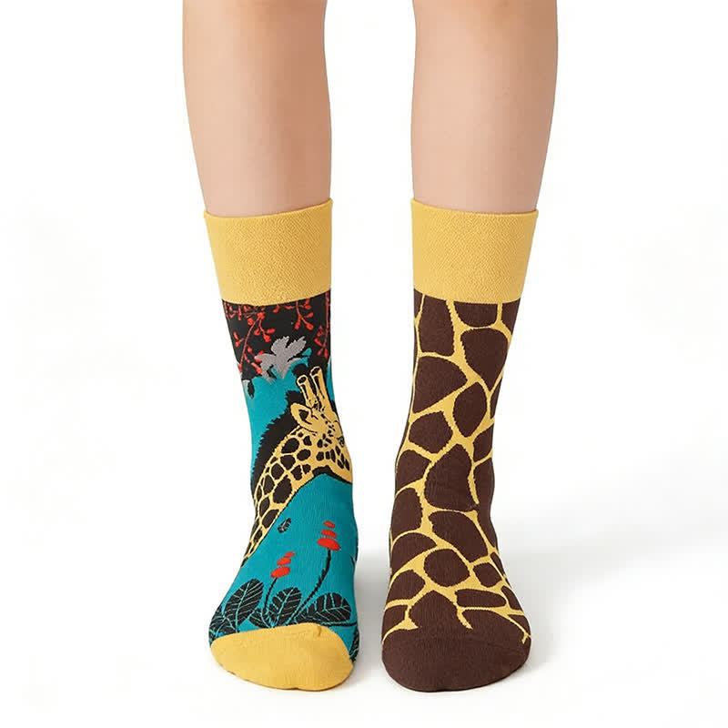 Plusock Playful Giraffe Quarter Socks - Brown - EU36-43(US3-10) - image 0