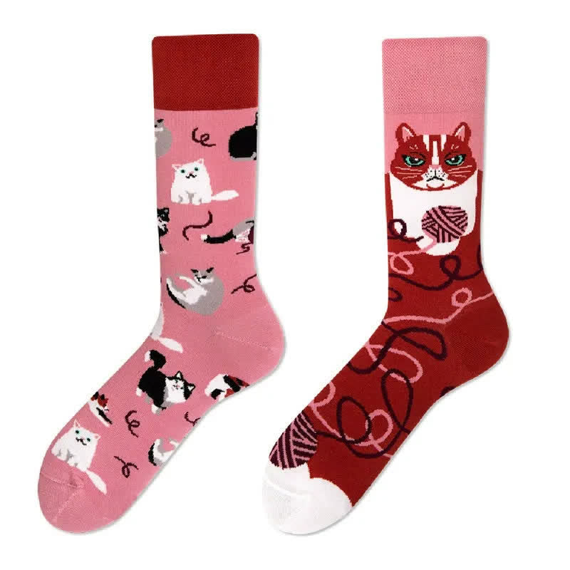 Plusock Cute Cat Jacquard Quarter Socks - image 1