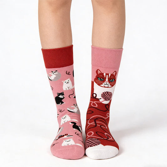 Plusock Cute Cat Jacquard Quarter Socks - Pink - EU36-43(US3-10) - image 0