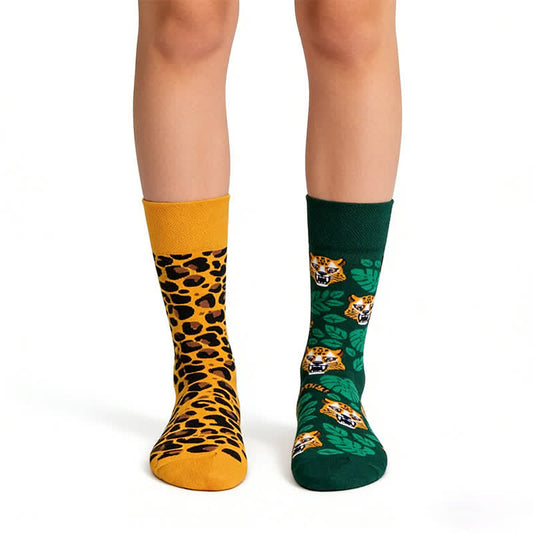 Plusock Leopard Tiger Quarter Socks - Orange - EU36-43(US3-10) - image 0