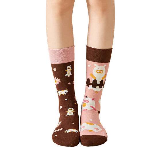 Plusock Pink Cartoon Pig Quarter Socks - Pink - EU36-43(US3-10) - image 0