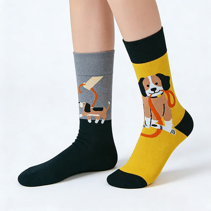 Plusock Cute Dog Quarter Socks - Yellow - EU36-43(US3-10) - image 0