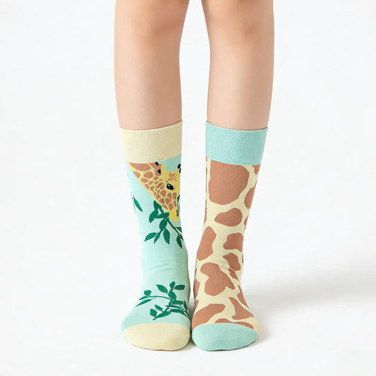 Plusock Leaves Giraffe Quarter Socks - Mint - EU36-43(US3-9) - image 0