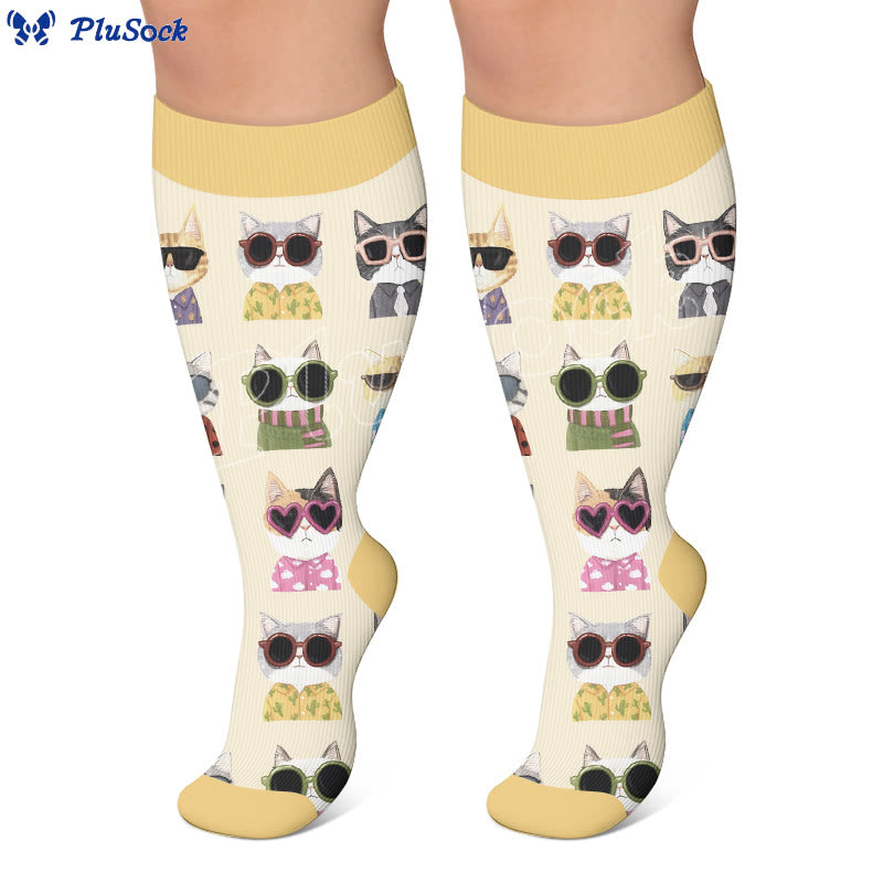 Plusock Plus Size Dog Print Compression Socks - image 2