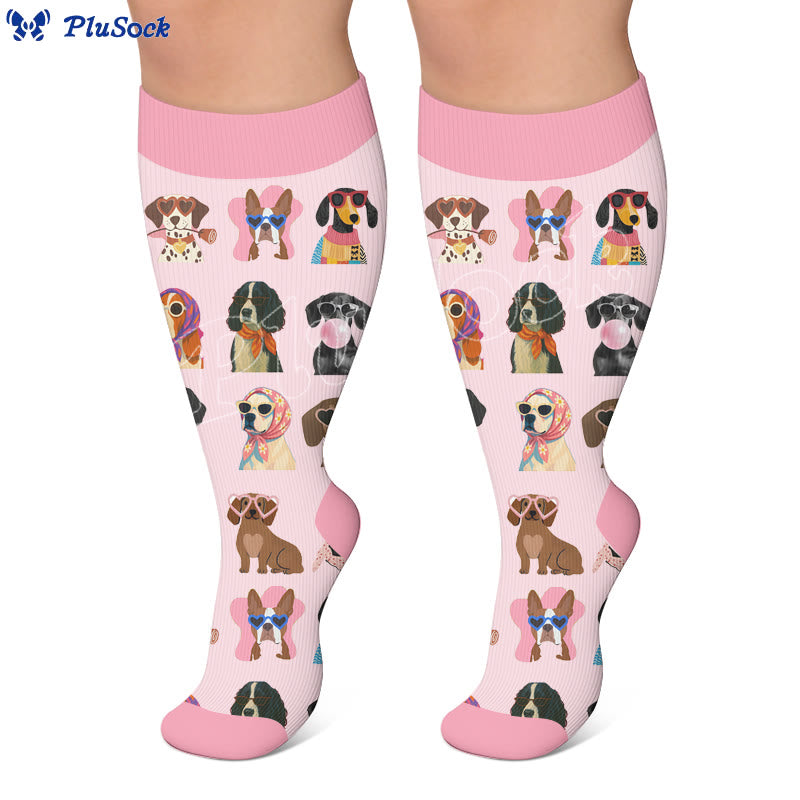 Plusock Plus Size Dog Print Compression Socks - image 3