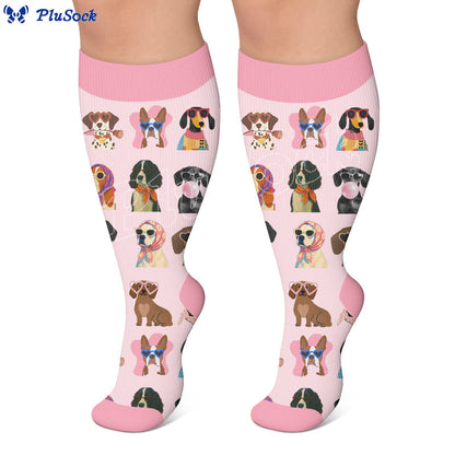 Plusock Plus Size Dog Print Compression Socks - image 3