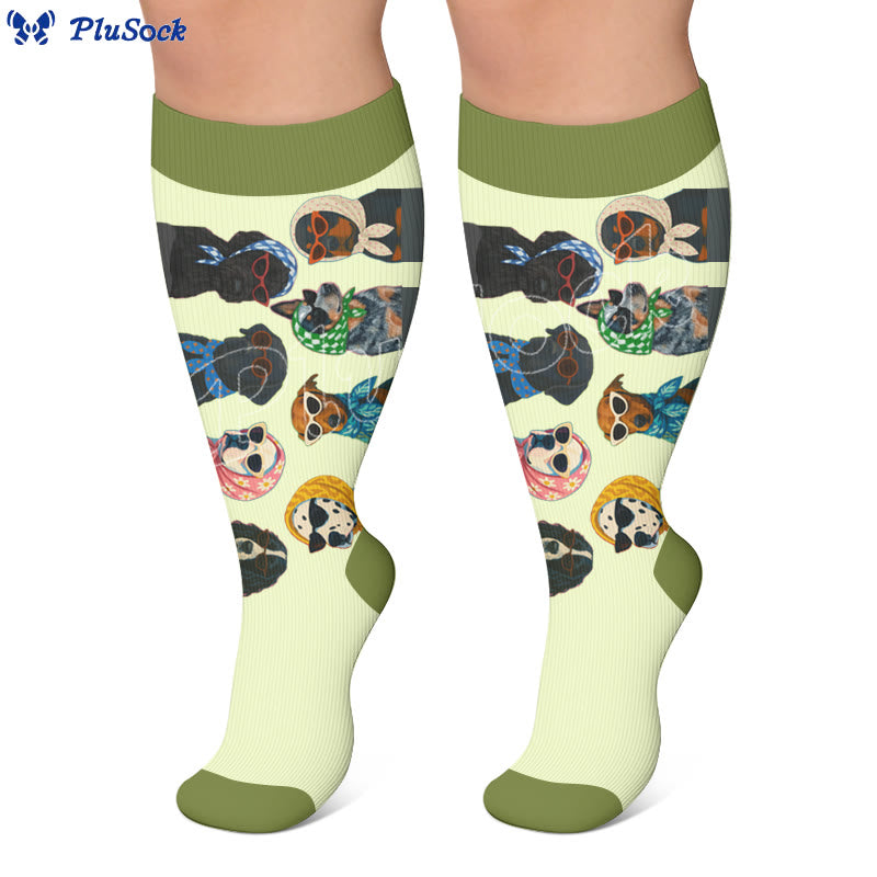 Plusock Plus Size Dog Print Compression Socks - image 4