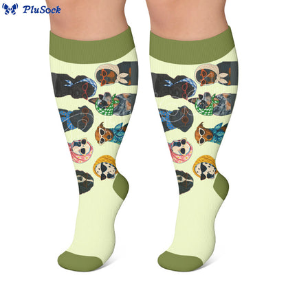 Plusock Plus Size Dog Print Compression Socks - image 4