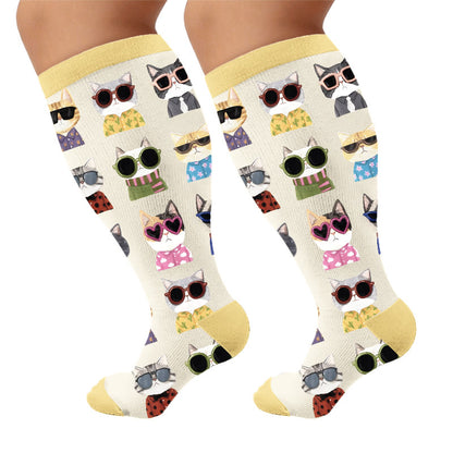 Plusock Plus Size Dog Print Compression Socks - Apricot - 4XL - image 5