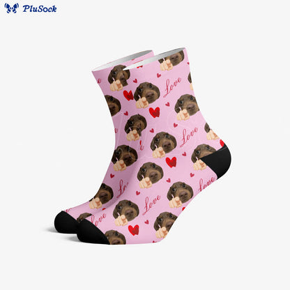Plusock Heart Dog Face quarter Socks - Pink - EU37-44(US4-10) - image 0