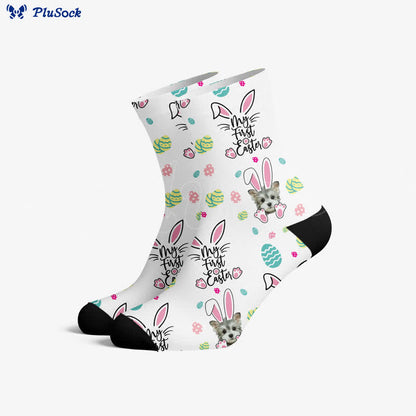 Plusock Cute Easter Dog Quarter Socks - White - EU37-44(US4-10) - image 0