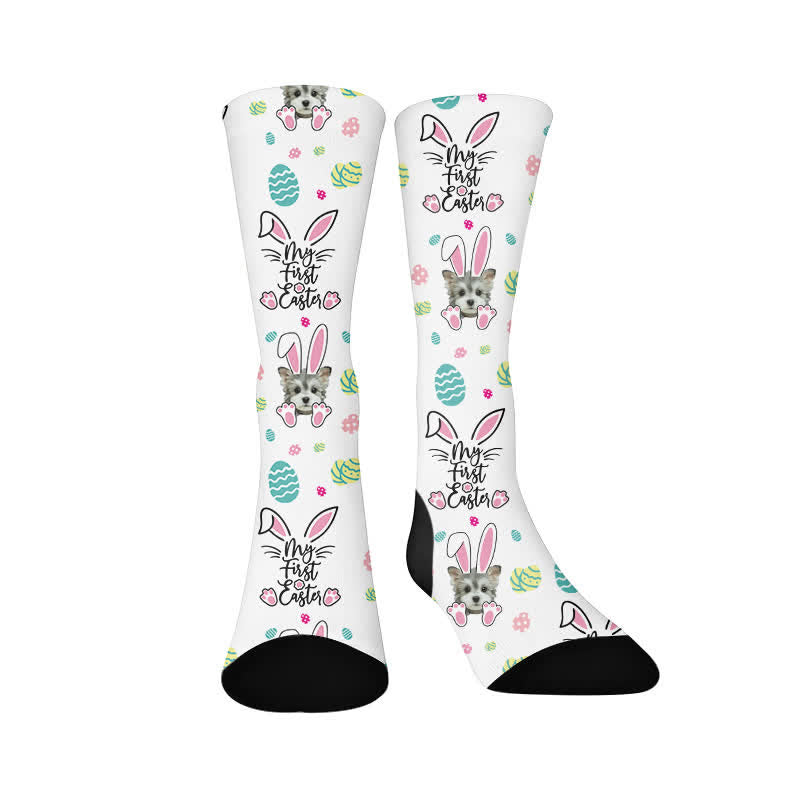 Plusock Cute Easter Dog Quarter Socks - image 1