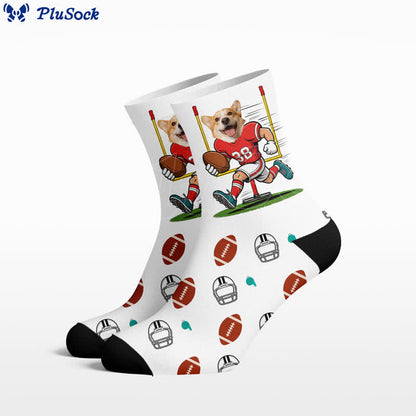 Plusock Football Dog Face Quarter Socks - White - EU37-44(US4-10) - image 0