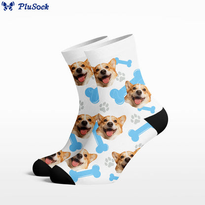 Plusock Cute Bone Dog Face Quarter Socks - White - EU37-44(US4-10) - image 0