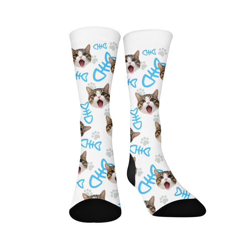 Plusock Fish Bone Cat Face Quarter Socks - image 1
