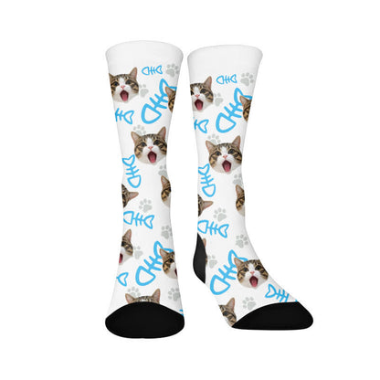Plusock Fish Bone Cat Face Quarter Socks - image 1