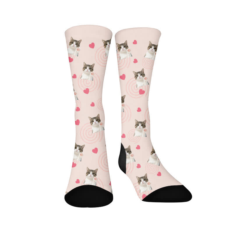 Plusock Cute Heart Cat Quarter Socks - image 1