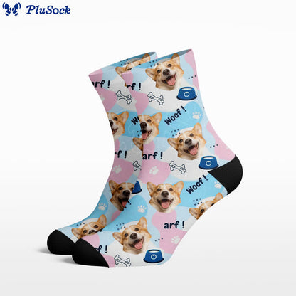 Plusock Cute Dog Face Quarter Socks - Blue - EU37-44(US4-10) - image 0
