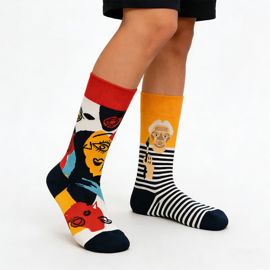 Plusock Abstract Art Cotton Quarter Socks - Orange - EU36-43(US3-10) - image 0