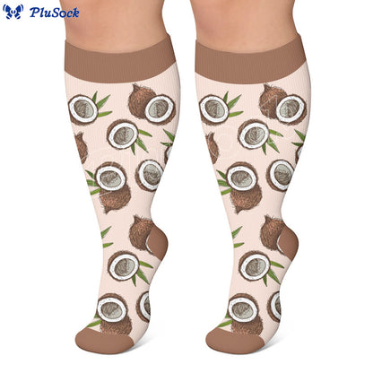 Plusock Plus Size Summer Fruit Print Compression Socks - image 2