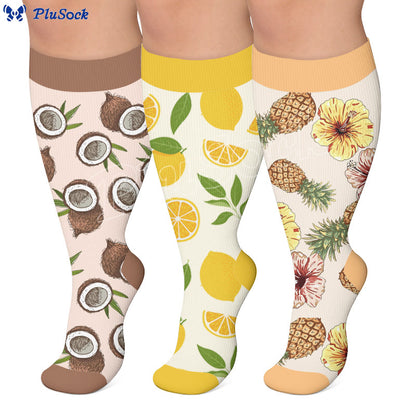 Plusock Plus Size Summer Fruit Print Compression Socks - image 0