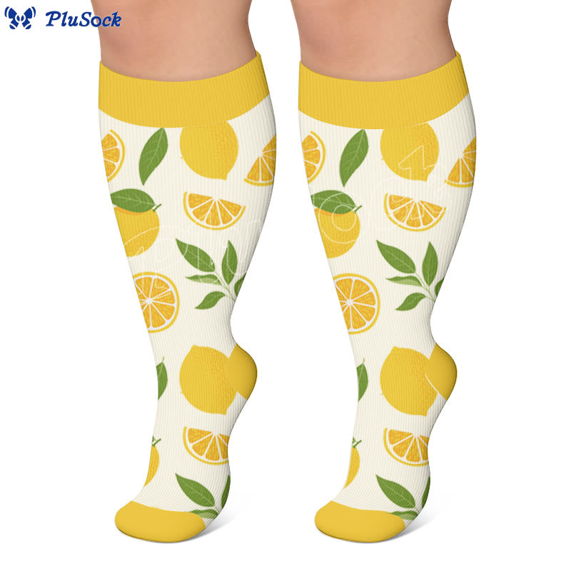 Plusock Plus Size Summer Fruit Print Compression Socks - image 3