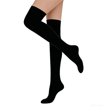 Plusock Rose Navy Blue Black Thigh High Compression Socks(3 Pairs) - image 1
